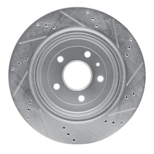 Chevrolet Corvette Brake Rotor (1) - Rear Left - R1 Concepts - Drilled & Slotted - Silver - `14-`19